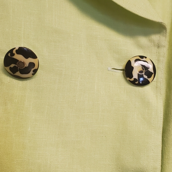 Vintage Rickie Freeman for Teri Jon Lime Green Linen Dress Size 14 - Picture 6 of 6